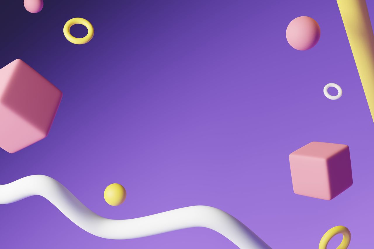 Fond abstrait moderne avec formes géométriques 3D colorées, design graphique lumineux et contemporain.