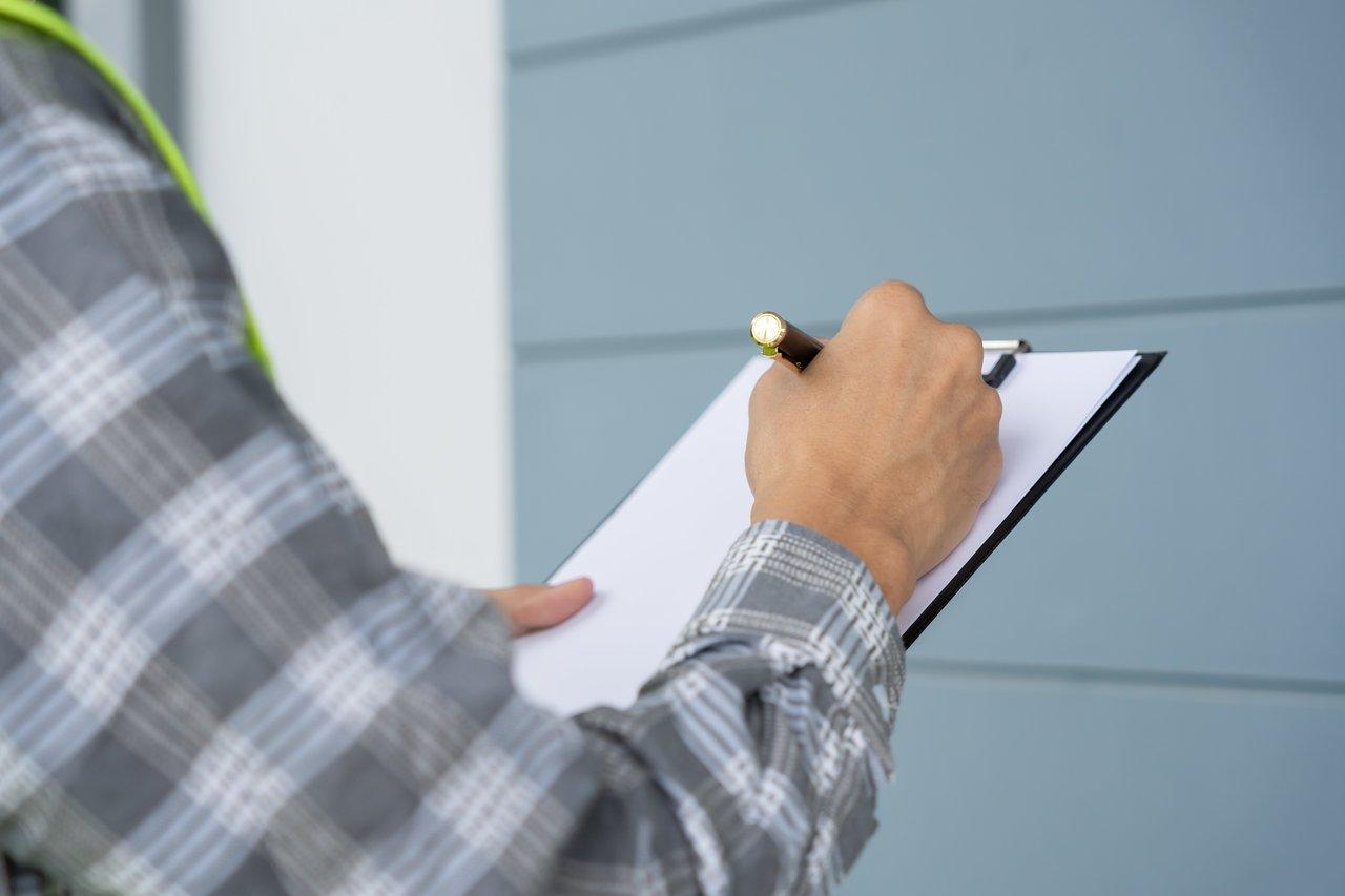 Notes d'inspection de l'appartement lors de la visite pour évaluer la qualité et identifier les points importants.